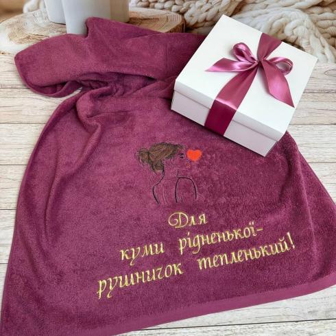 Рушник "Для куми рідненької", розмір 50*90 см, щільність 400 г/м2