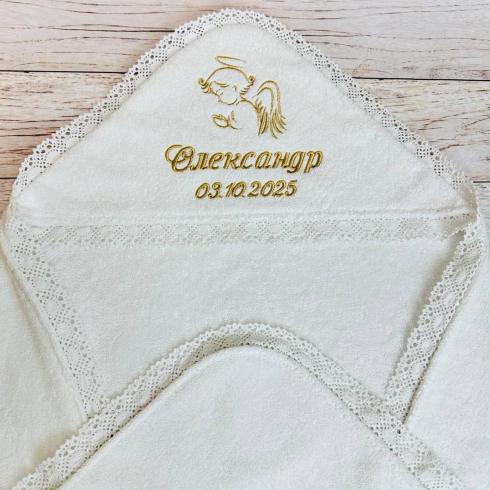 Крижма для хрещення з капюшоном "Олександр", розмір 100*100 см, щільність 500 г/м2